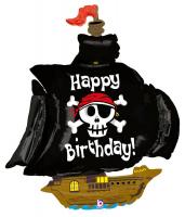 1 Foil Balloon Happy Birthday Pirat Ship 